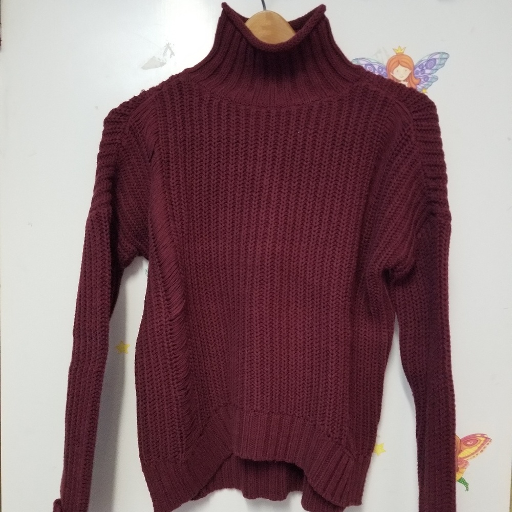 Express Maroon Turtleneck sweater, details